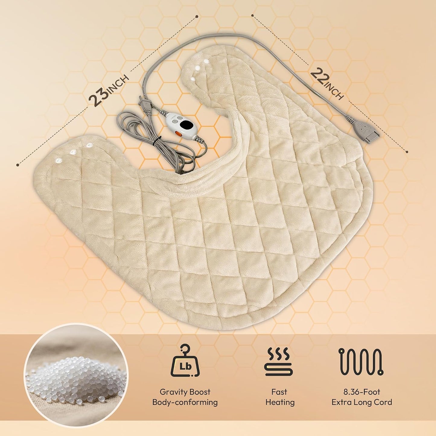 GOTCOZY Heating Pad 12"x24" for Back Pain Relief & Cramps(Rose)