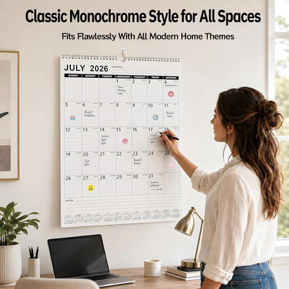 Large Wall Calendar 2026-2027, 18-Month Wall Calendar from July 2026 to December 2027, 15" x 22" 2026 Wall Calendar with Spacious Blocks, Julian Dates, Habit Tracker & Full-Year Reference for Home Office School Colorful