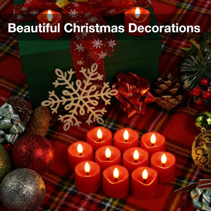24 Pack Flameless Tealight Candles Battery Operated Tea Lights, Realistic Flickering Electric LED Tea Lights, 3D Wick Fake Tea Lights for Votive, Festival, Party, Wedding Decor