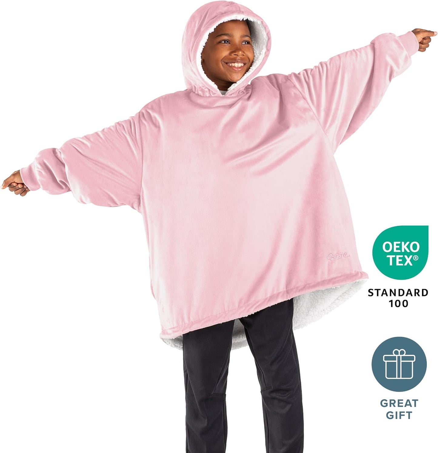 Bare Home Wearable Blanket Hoodie - Soft Plush Sherpa - Warm and Cozy - Oversized Wearable Blanket