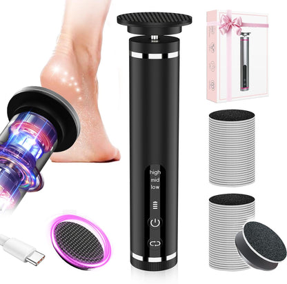 Electric Foot Callus Remover with Nano-Glass Head & 60Pcs Sandpaper Discs, 4 Hours Run Time, Electric Callus Remover for Feet with 3 Adjustable Speeds, Pedicure Tools for Dry Dead Skin Cracked Heels
