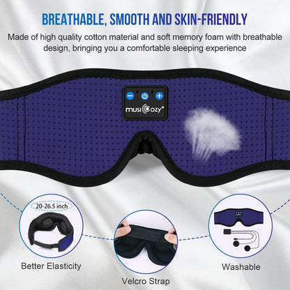 MUSICOZY Sleep Headphones Bluetooth 5.4 Headband Sleeping Eye Mask for Mom Women Men Wireless Music Earbuds Earphones for Side Sleepers Built-in HD Speakers Cool Gadgets Unique Gifts