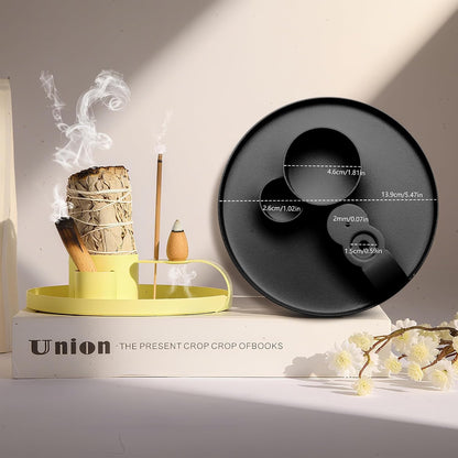 4 in 1 Incense Holder, Sage Burner Holder, Palo Santo Holder Burner, 5.47" Ash Catch Tray, Smudge Stick Holder with Handle for Incense Sticks Incense Cone, Yoga Meditation and Room Decor