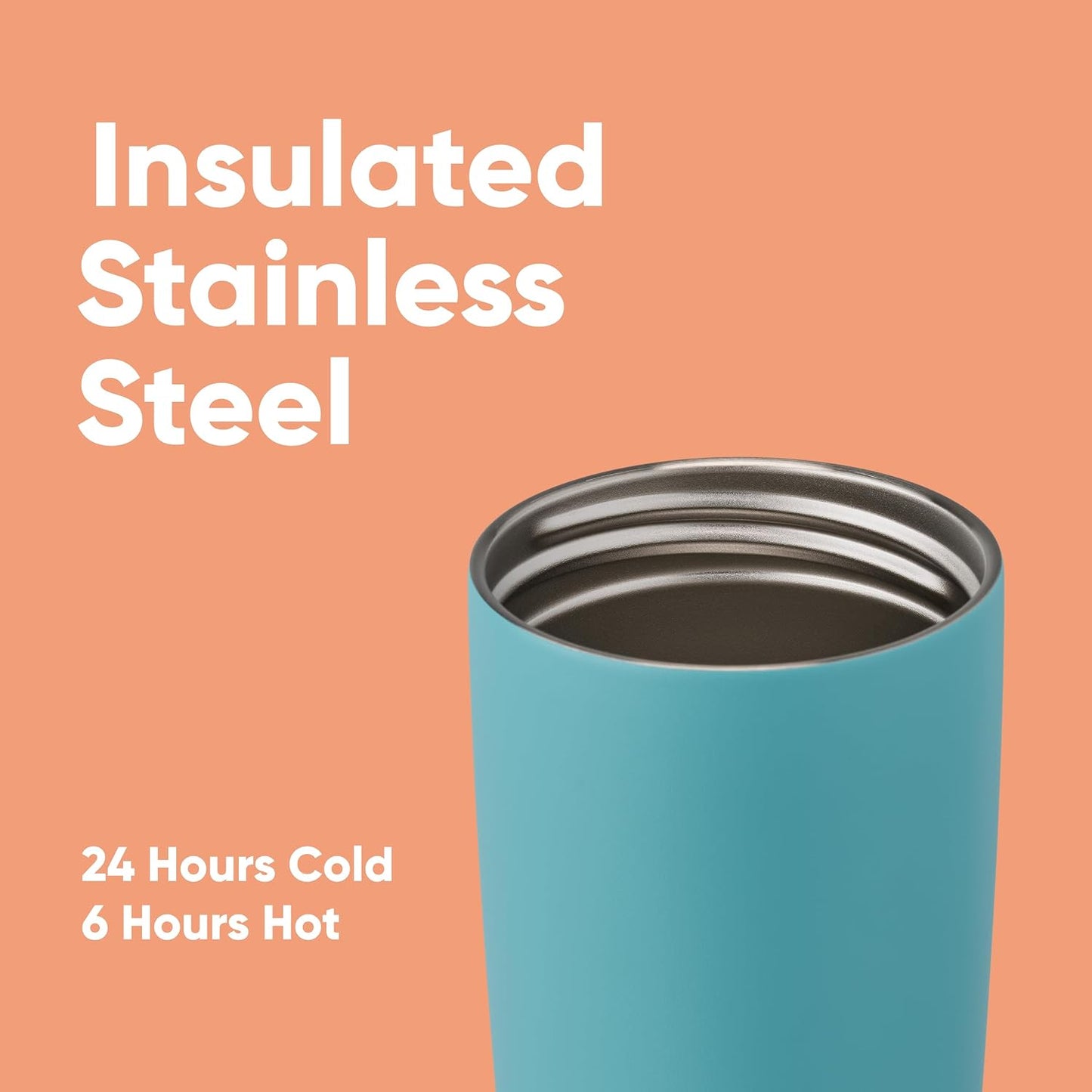 Owala SmoothSip Slider Insulated Stainless Steel Coffee Tumbler, Reusable Iced Coffee Cup, Hot Coffee Travel Mug, BPA Free 12 oz, Pink (Pucker Up)