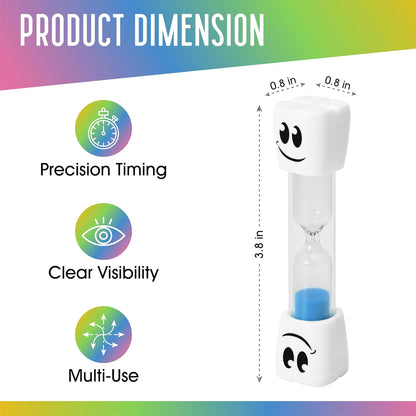 2 Minute Toothbrush Sand Timer for Kids - Set of 2 Small Blue and Pink Smiley Hourglass