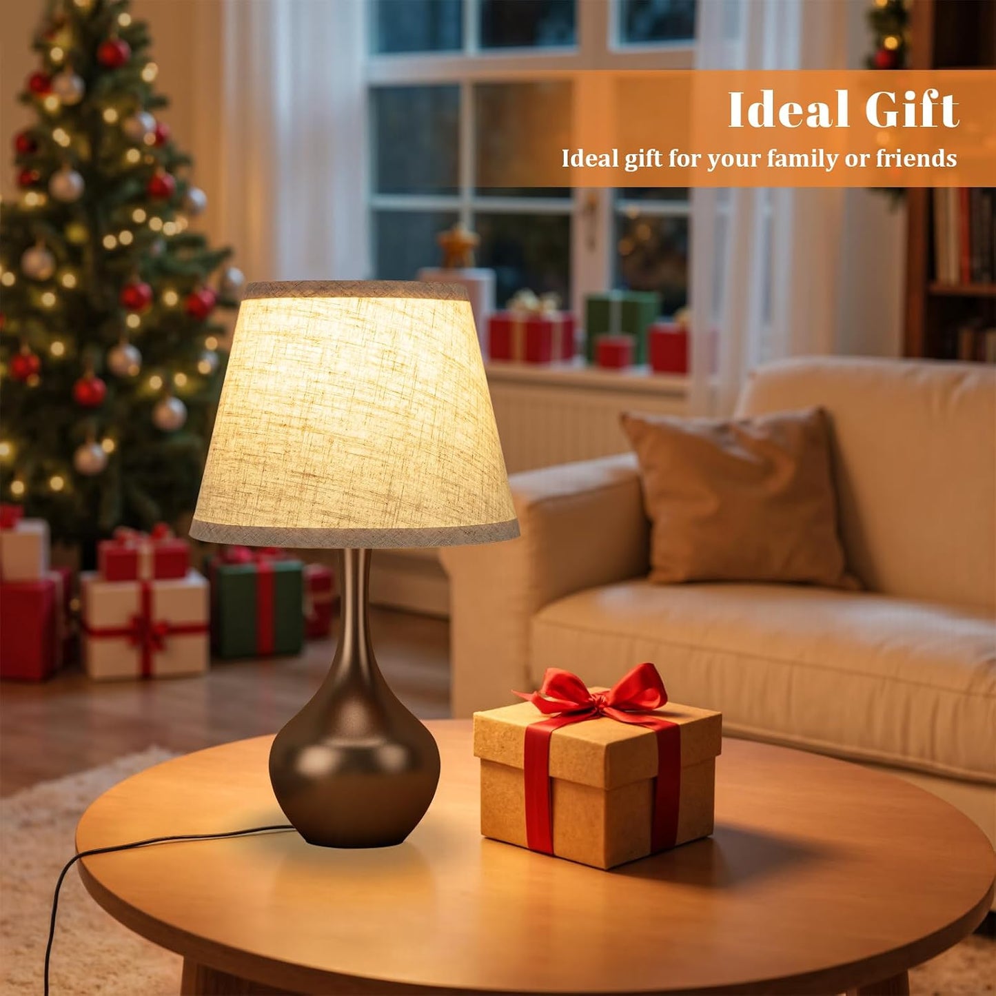 Seealle 16.1" Touch Table Lamps for Nightstand, 3-Way Dimmable Small Bedroom Lamps for Night Stands, Black Bedside Lamps for Living Room, Kids Room, End Table