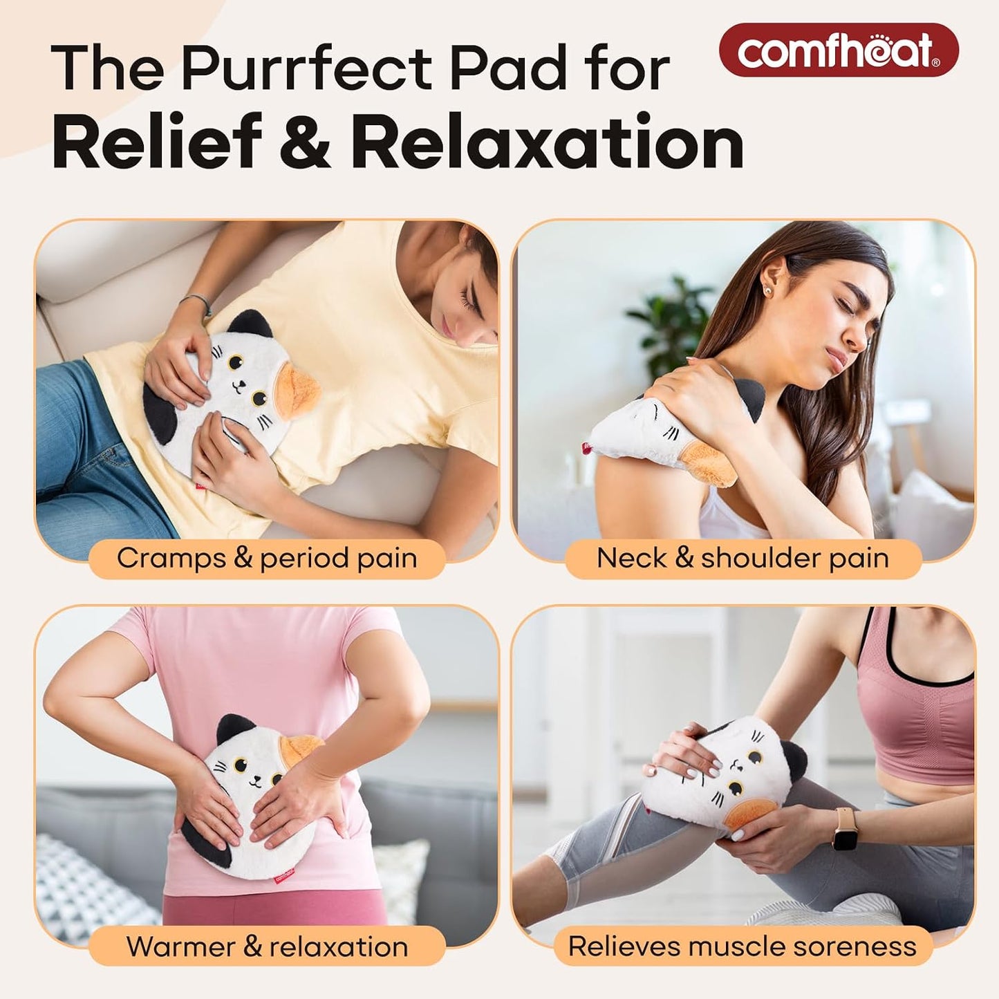 Microwave Unscented Heating Pad for Pain Relief, Moist Heat Pack Hot Compress for Period Cramps, Shoulder, Muscles, Cute Cloud Plush Heating Pad, Gift for Girl Women, with Washable Cover