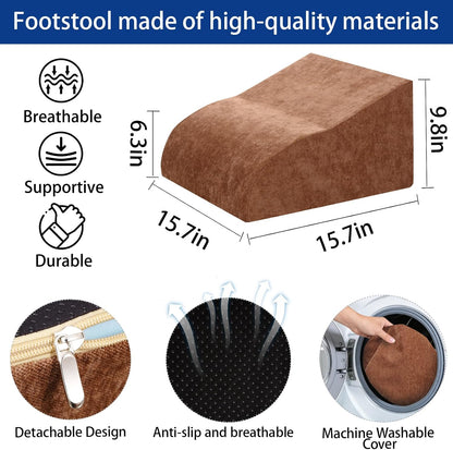 Foot Rest for Under Desk at Work, Ergonomic Under Desk Footrest with Washable Cover for Office, Home & Gaming Leg Elevation Pillow Black
