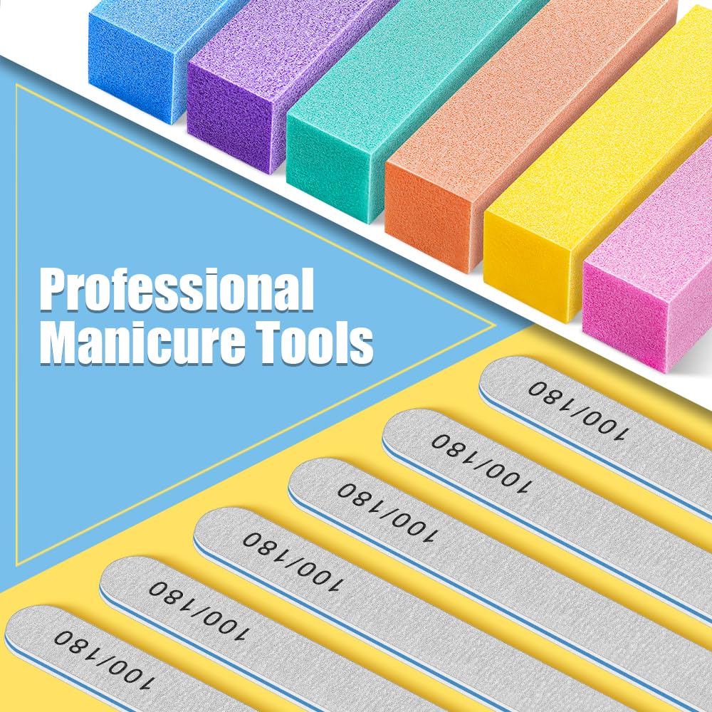 TsMADDTs Nail Files and Buffers, Professional Manicure Tools for Nail Care | Durable Emery, For Natural Or Acrylic Nails, Shaping and Polishing, Salon-Quality, DIY or Pro, 12PCS 100/180 Grit Nail Files