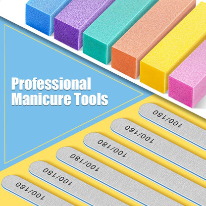 TsMADDTs Nail Files and Buffers, Professional Manicure Tools for Nail Care | Durable Emery, For Natural Or Acrylic Nails, Shaping and Polishing, Salon-Quality, DIY or Pro, 12PCS 100/180 Grit Nail Files