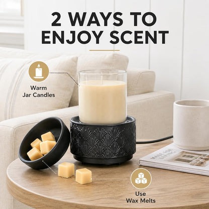mocosa Ceramic Wax Melt Warmer, 3-in-1 Electric Wax Warmer for Scented Wax Melts, Flameless Candle Wax Burner for Home Fragrance, Bedroom Bathroom Office Decor, Gifts for Women Mom(Beige-Granular)