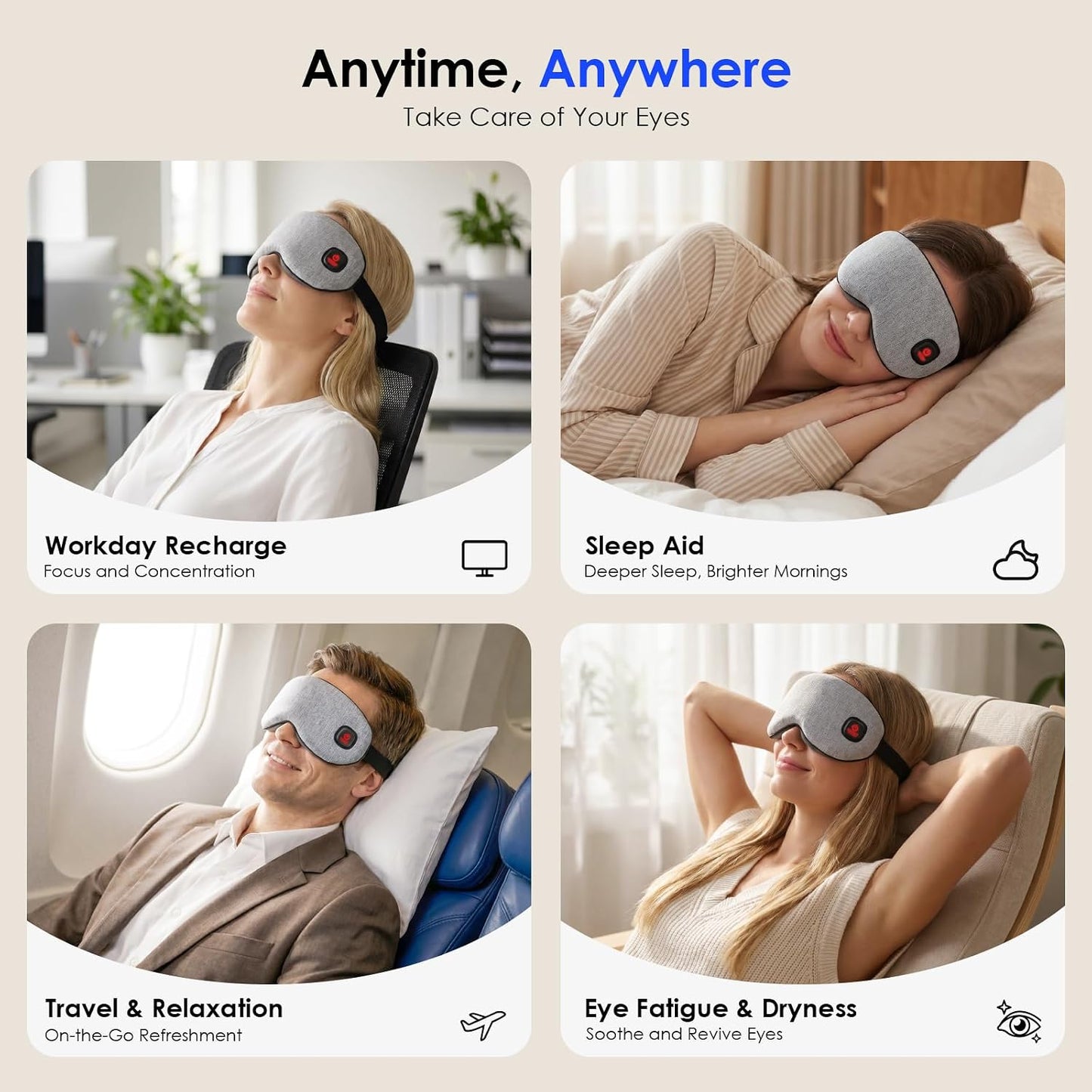 Akakios Heated Eye Mask Cordless for Dry Eyes, Warm Compress for Sleeping