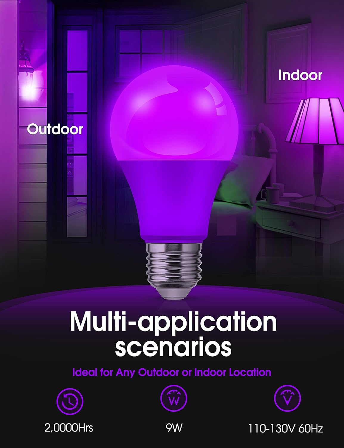 L LOHAS LED Sleep aid Amber Light Bulbs, Blue Light Blocking, A19 9W(60 Watt Equivalent) Dim Light Bulbs, 1800K Warm Light Bulb, E26 Base, 2 Pack