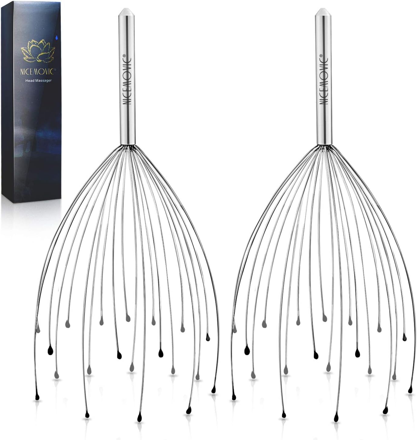 NICEMOVIC 2 Pack Head Scalp Massager Gifts for Women Men, Stocking Stuffers White Elephant Gifts for Adults Prizes for Adults Scalp Massager Hair Growth 20 Fingers Stress Relief Head Scratcher