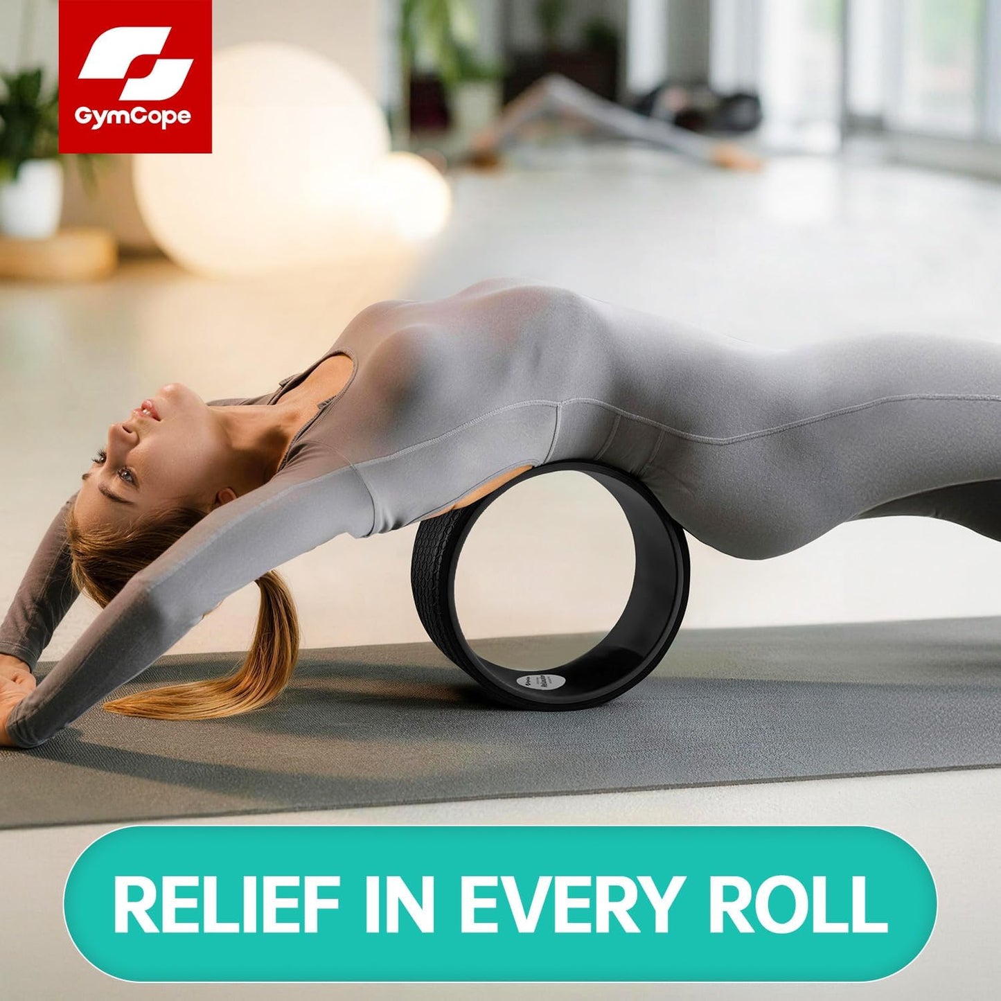 Back Wheel Foam Roller – Targeted Back & Neck Relief, Lumbar Spine Stretcher, Spinal Decompression Back Stretcher, Massage Roller with Density Foam for Physical Therapy, Supports 500lbs