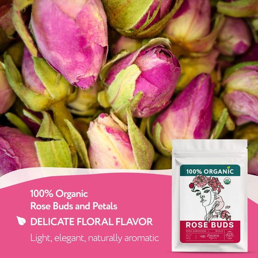 Organic Rose Petals (2oz.) - Rose Tea Organic Loose - Food Grade Rose Buds