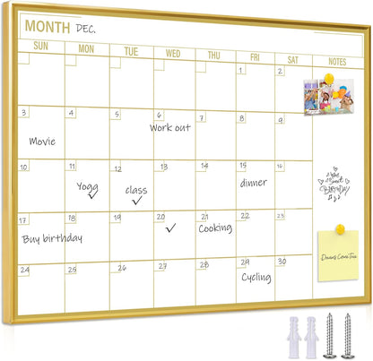 Gold Weekly Dry Erase Board for Wall,12"x16",Gold Metal Frame Weekly Planner Whiteboard for to Do List, Memo, School, Home, Office, Kitchen-GZ