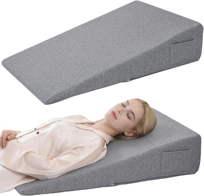 Vekkia 34" Extra-Long Wedge Pillow, 5.5" Bed Wedge Pillow for Sleeping,Gray