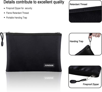 JUNDUN Fireproof Document Bags,14.2”x 10.0”Waterproof Fireproof