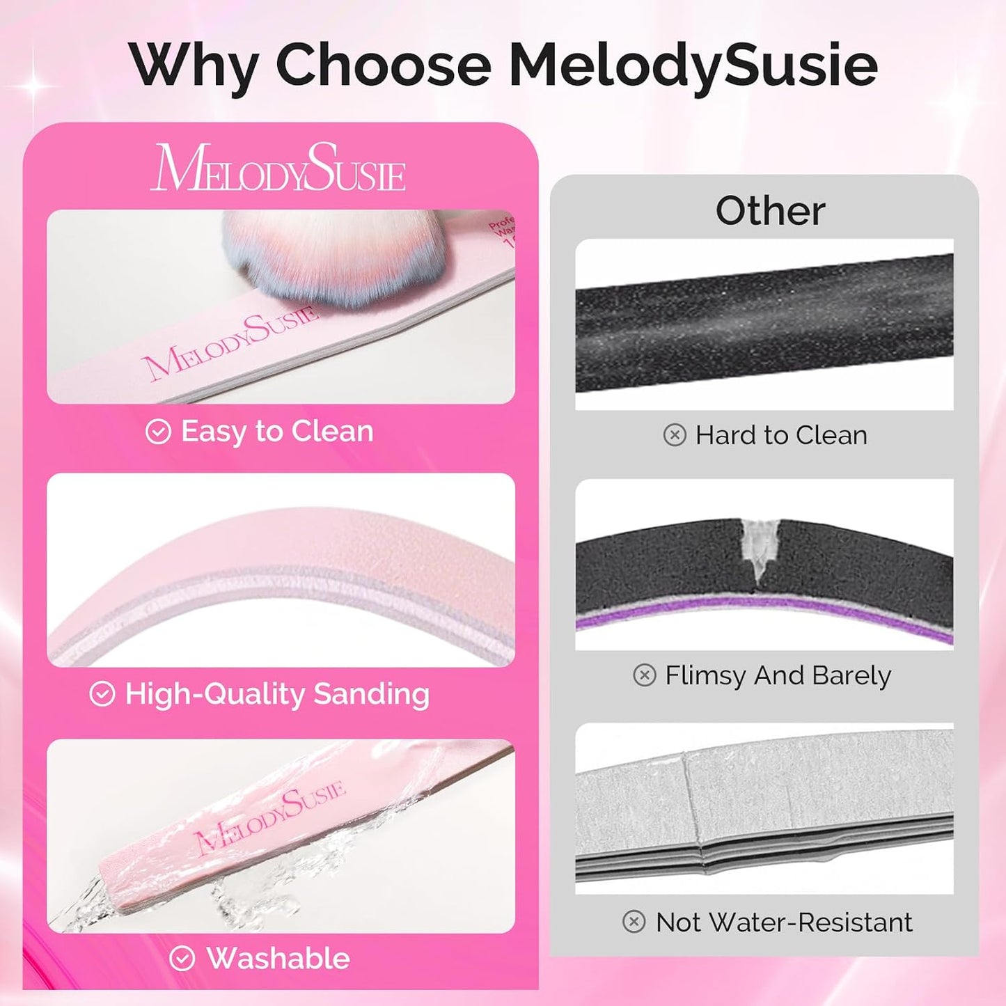 MelodySusie 16Pcs Professional Nail Buffer Kit,Nail Files and Buffers,Nail Buffer Block,Nail Brush, Nail File Buffers Kit for Natural Nails,DIY,Home Use,Salon（100/180 Grit）