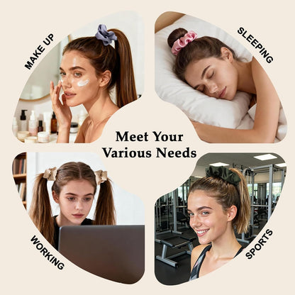 Satin Scrunchies for Women – 8PCS Blush & Brown Silk Hair Ties Set – No Crease, Frizz-Free, Gentle Elastic Hair Bands, Soft & Stylish Everyday Hair Accessories Gifts