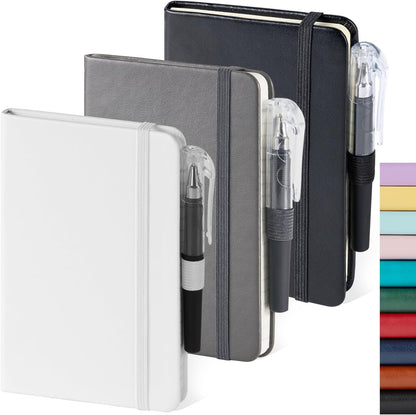 NIRMIRO (3 Pack) Pocket Notebook Small Journal with Pen, 3.7" x 5.7", A6 Mini Notebook for Women Men Work Writing, Hardcover Small Pocket Notepad with 100Gsm Premium Thick Lined Paper, Black Leather