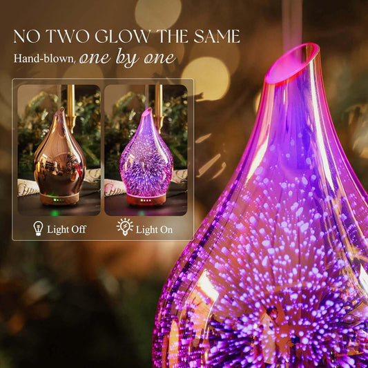 Porseme Essential Oil Diffuser 150ml Handmade Glass Diffuser 6H Runtime