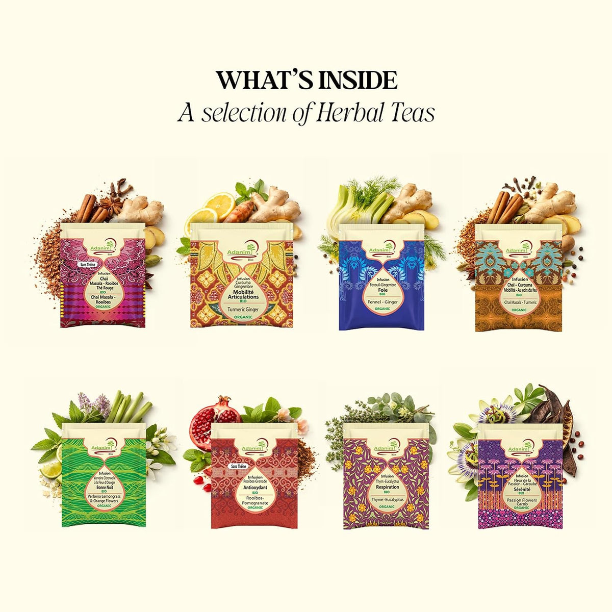 Adanim Herbal Teas (64 Count, Vitality Herbal Tea Sampler)
