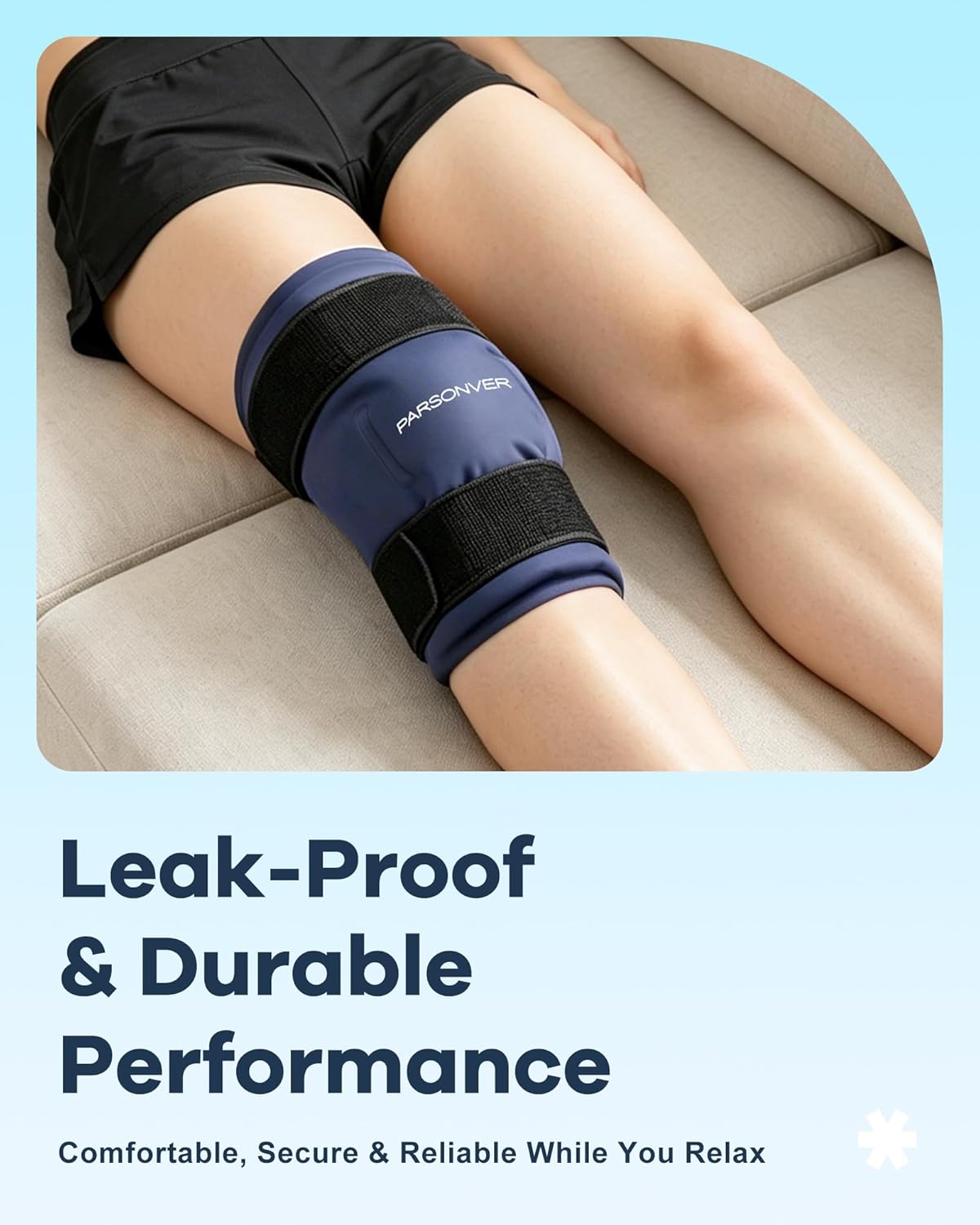 Knee Ice Pack Wrap 60-Minute Long-Lasting Ice Pack for Knee Pain Relief, Reusable Gel Ice Wrap for Leg Injuries, Swelling, Knee Replacement Surgery, Cold Therapy for Arthritis, Meniscus Tear, ACL Blue