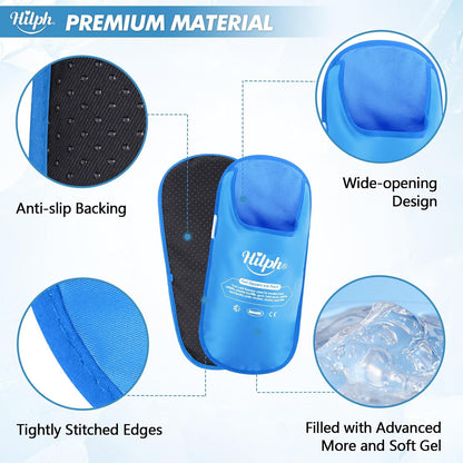 Hilph Foot Ice Pack Slippers,1 Pair Ice Pack for Foot and Toes for Plantar Fasciitis, Gout, Bunions & Neuropathy Relief, HSA or FSA Eligible Hot Cold Therapy Gel Slippers for Surgery Recovery, Blue