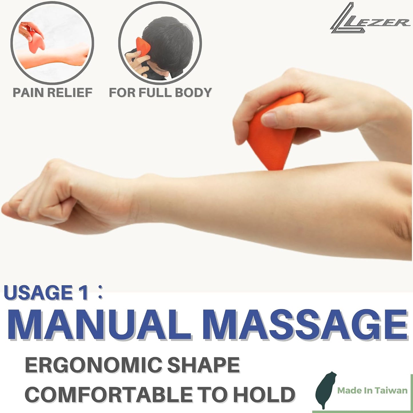 LEZER, Trigger Massage Point, Manual Massage Ball, Muscle Knots Relief Tool, Myofascial Release, Physical Therapy, Plantar Fasciitis, Set of 2 (Orange Trigger and Black Ball)