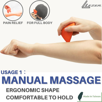 LEZER, Trigger Massage Point, Manual Massage Ball, Muscle Knots Relief Tool, Myofascial Release, Physical Therapy, Plantar Fasciitis, Set of 2 (Orange Trigger and Black Ball)