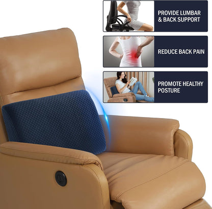 HOMBYS Lumbar Support Pillow for Recliner Chair, Memory Foam Back Support Cushion for Elderly,Extra Large Lumbar Support Pillow,Thick Backrest for Home Reading (Grey, 20“x13.5"x5")