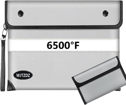Upgraded 6500° Fireproof Money Bag for Cash,11.2"×7.7"& 8"×5"Small Fire Proof Money Bag for Cash with Reflective Strips,Portable Fire Safe Bag for Passports,Cash,Power Bank,Valuables