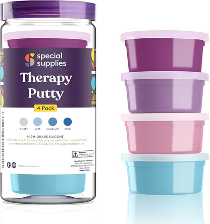Special Supplies Therapy Putty for Kids and Adults - Resistive Hand Exercise Stress Relief Therapy Putty Kit, Set of 4 Strengths, Three Ounces of Each Putty