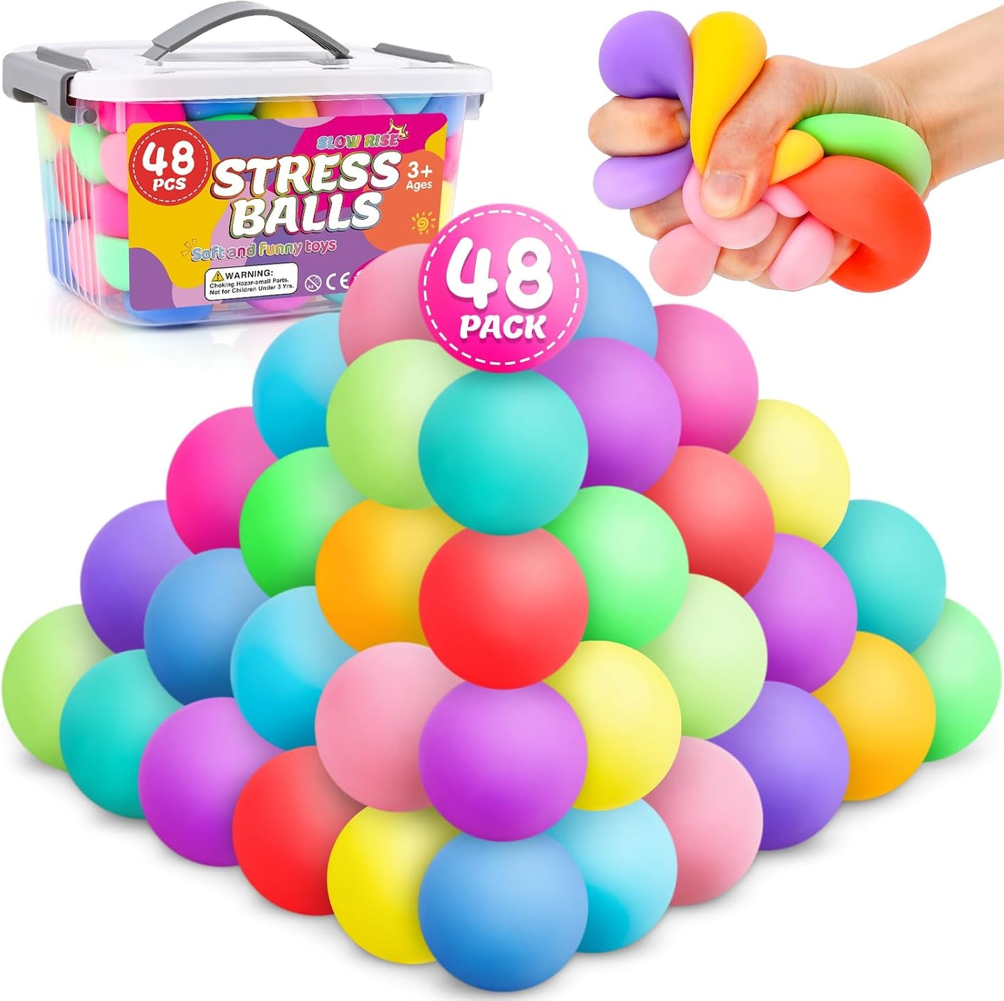 12 Pack Slow Rising Stress Ball,Stress Balls for Kids Adults,Stretchy Fidget Toys for Stress Relief,Hand Therapy Sensory Squishy Ball, Squishy Toys for Kids, Classroom Prize Box Party Favors