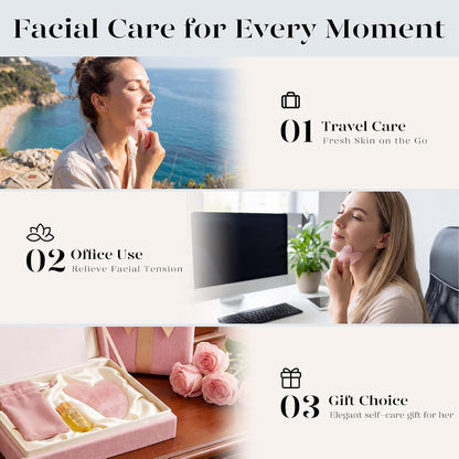 BAIMEI IcyMe Natural Rose Quartz Gua Sha Facial Sculpt Massage Tool-Pink