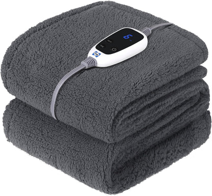 Sealy Electric Blanket Heated Throw 50"x60" Soft Double Sherpa Super Cozy with 6 Fast Heating Levels & 2-10 Hours Auto-Off, Over-Heat Protection, Machine Washable, Charcoal