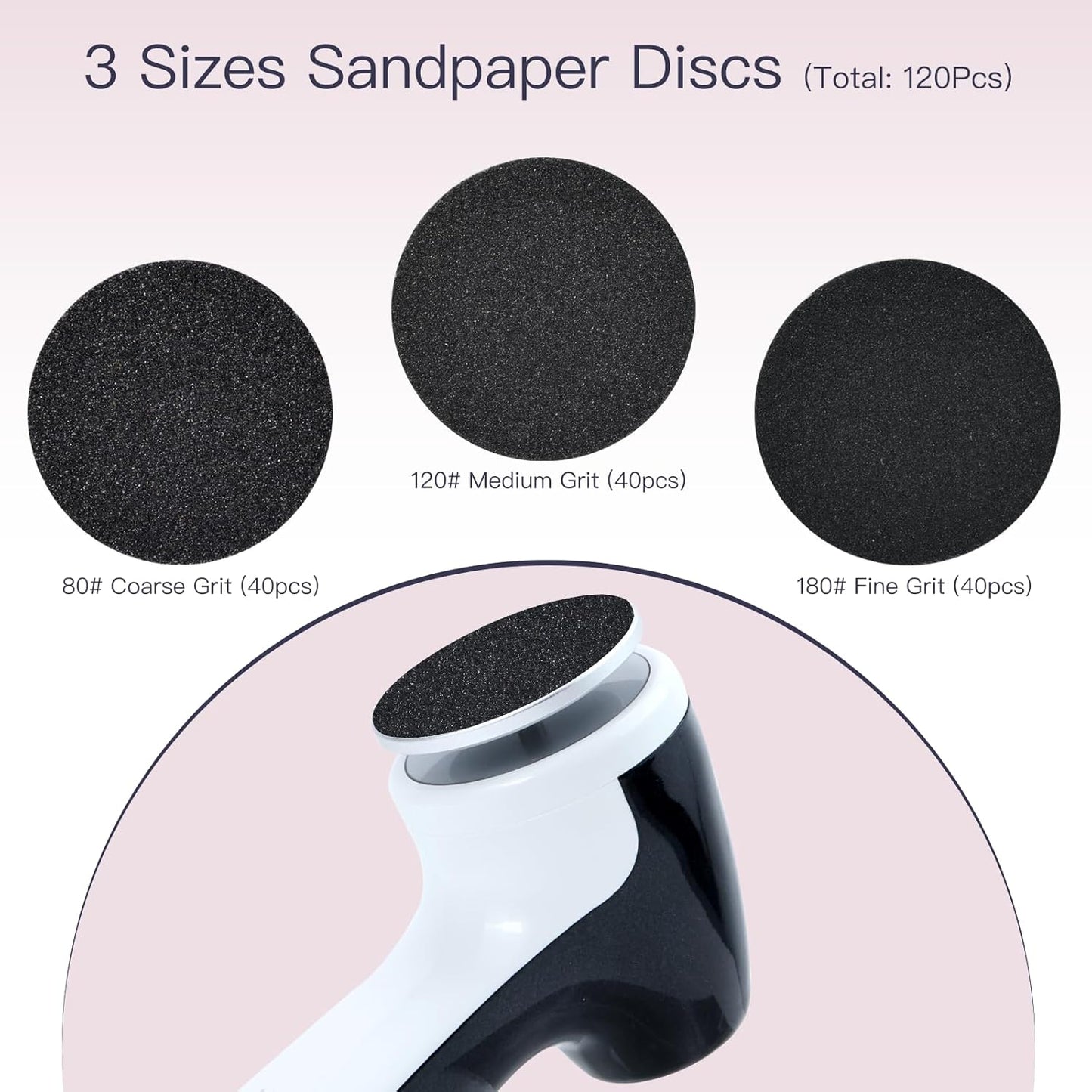 APRELM Rechargeable Electric Foot Callus Remover with 3-Sizes 120Pcs Sandpaper Discs, Professional 1000RPM 3-Speed Control Electric Foot File (E7 Black)