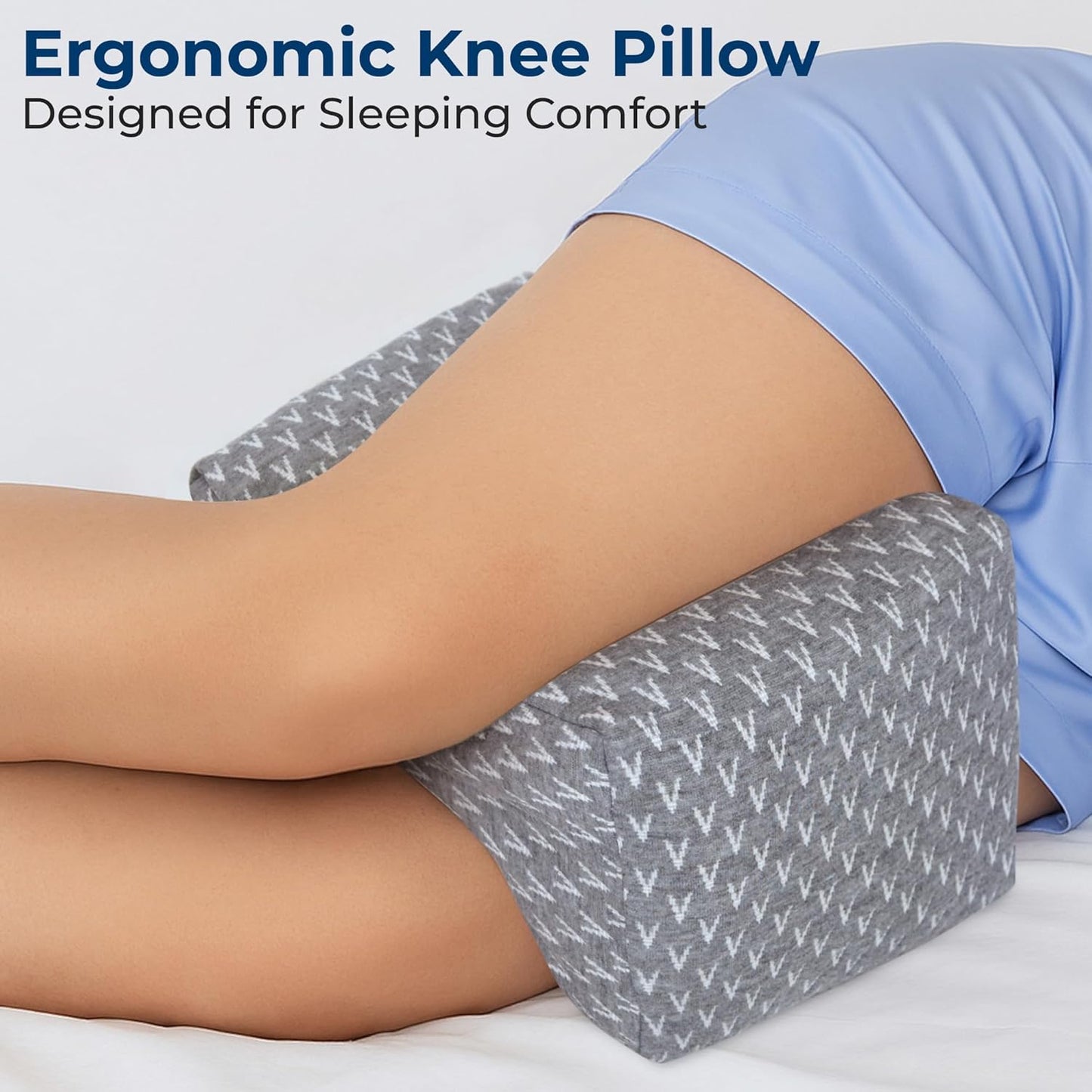 5 STARS UNITED Knee Pillow for Side Sleepers - Hip Pain Relief, Memory Foam Leg Cushion for Side Sleeping - Between Legs Pillow for Sciatica & Lower Back Pain, White