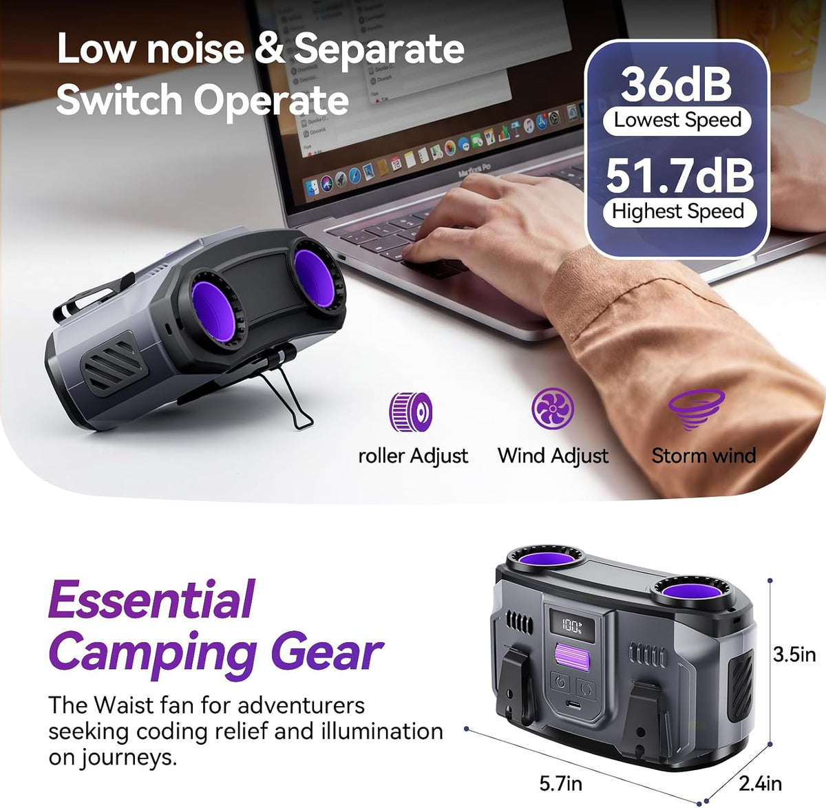 24000mAh Personal Waist Fan