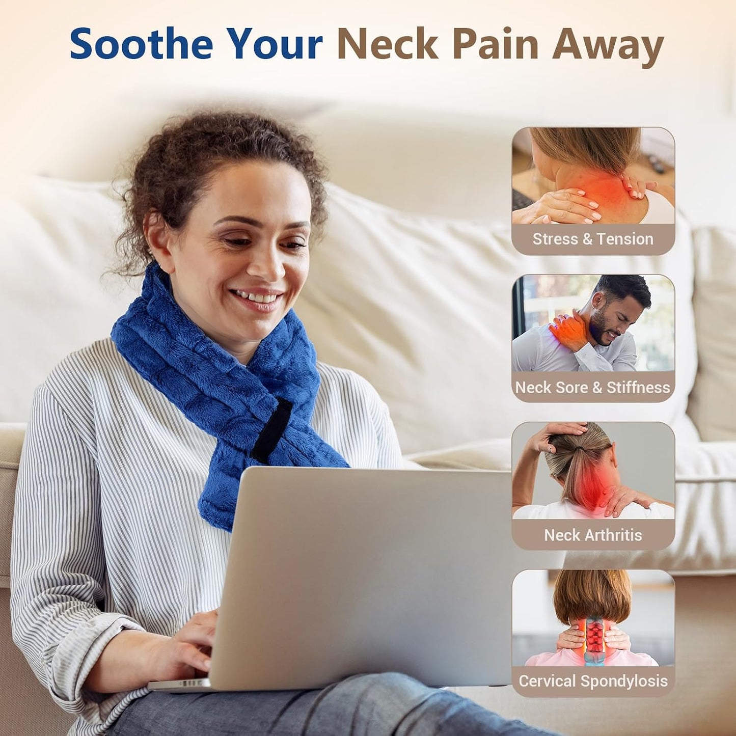 Comfytemp Microwavable Heating Pad for Neck Shoulders, FSA Eligible HSA, 33"×4", Moist Heat Neck Wrap Warmer for Pain Relief, Microwave Heating Pad Warm Compress Women Gift, Fathers Day Dad Men Gift
