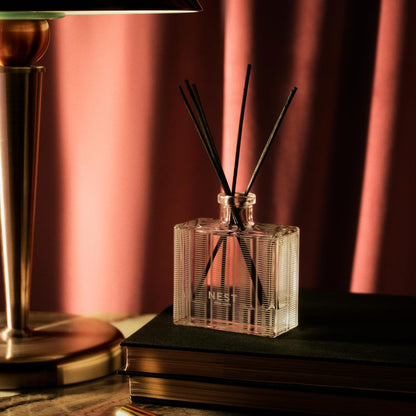 NEST New York Reed Diffuser, Bamboo - 5.9 fl oz - Fragrance for Up to 90 Days - Reusable, Refillable Glass Holder - Includes 8 All-Natural Reed Sticks - Flame Free