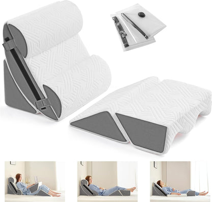 Yojoker 6pcs Orthopedic Bed Wedge Pillow Set for Sleeping, Post Surgery Foam for Body, Back and Leg Pain Relief Comfortable & Adjustable Support Pillows-Anti Snoring, Heartburn