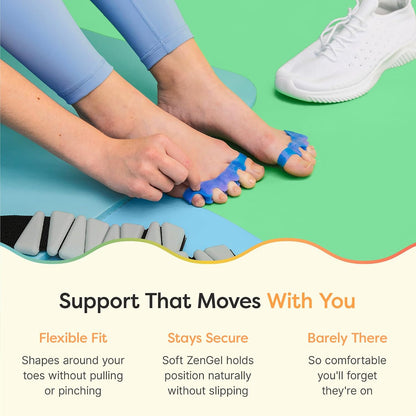 ZenToes Silicone Toe Spacers and Separators for Correct Toe Alignment, Bunion Relief, Hammertoe Straightener, Gel Orthopedic Corrector – 1 Pair (Black)