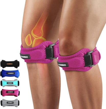 CAMBIVO 2 Pack Patella Tendon Knee Straps, Knee Brace for Women & Men with Extra Straps, Patella Bands for Pain Relief, Osgood Schlatter, Jumper’s Knee, Tendonitis, Running, Basketball, Volleyball