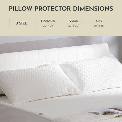 CoolShields Pillow Protector (2 Pack) Standard – Waterproof Zippered Pillow Covers, Hypoallergenic, Premium Pillowcase Encasement for Better Sleep