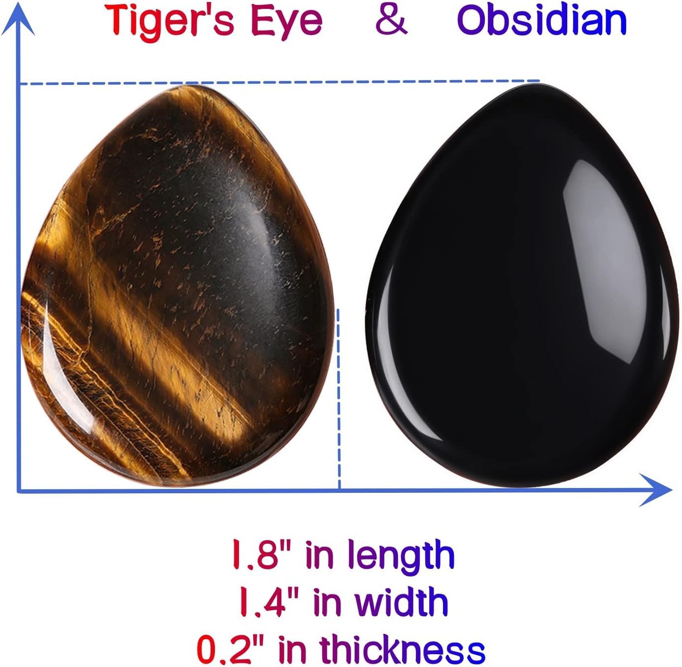 2PCS Worry Stone for Anxiety Tigers Eye Amethyst Healing Crystals Hand Thumb Stones Pocket Gemstones Meditation Accessories Oval Crystal Natural Relax Palm Stone Anxiety Relief Items Stocking Stuffers
