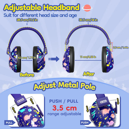 Dr.meter Ear Muffs for Noise Reduction: 27.4SNR Noise Cancelling Headphones for Kids Adults, EM100 Adjustable Hearing Protection Earmuffs for Monster Jam, Autism Sensory, Concerts, Fireworks