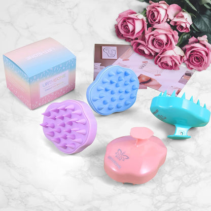 URTHEONE Soft Silicone Hair Scalp Massager Shampoo Brush for Wet Dry Oily Curly Straight Thick Thin Rough Long Short Natural Men Women Kids Pets Hair Care Tools（Pink